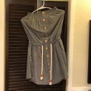 Strapless short jean dress